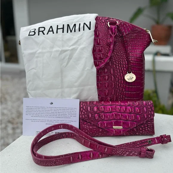 Brahmin Large Duxbury AND matching Veronica Wallet in Pink Potion